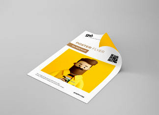 curly paper flyer mockup